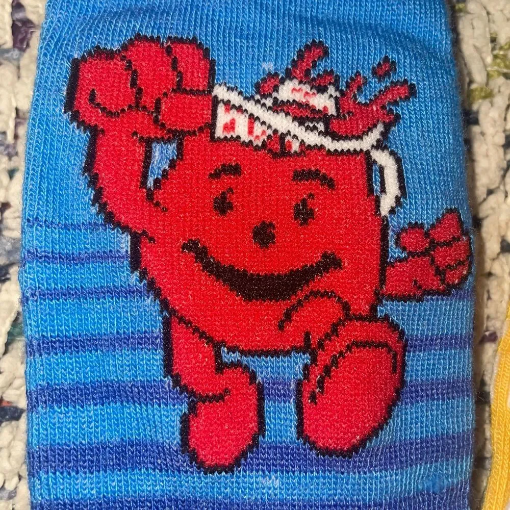 Double trouble crew Socks blue kool-aid & Cup o Noodle yellow men's 6-12‎